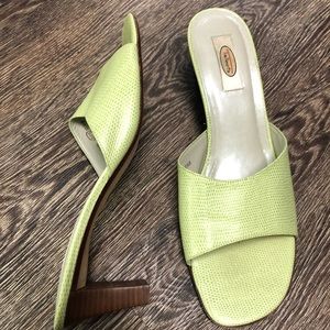Talbots green slide heels 10
